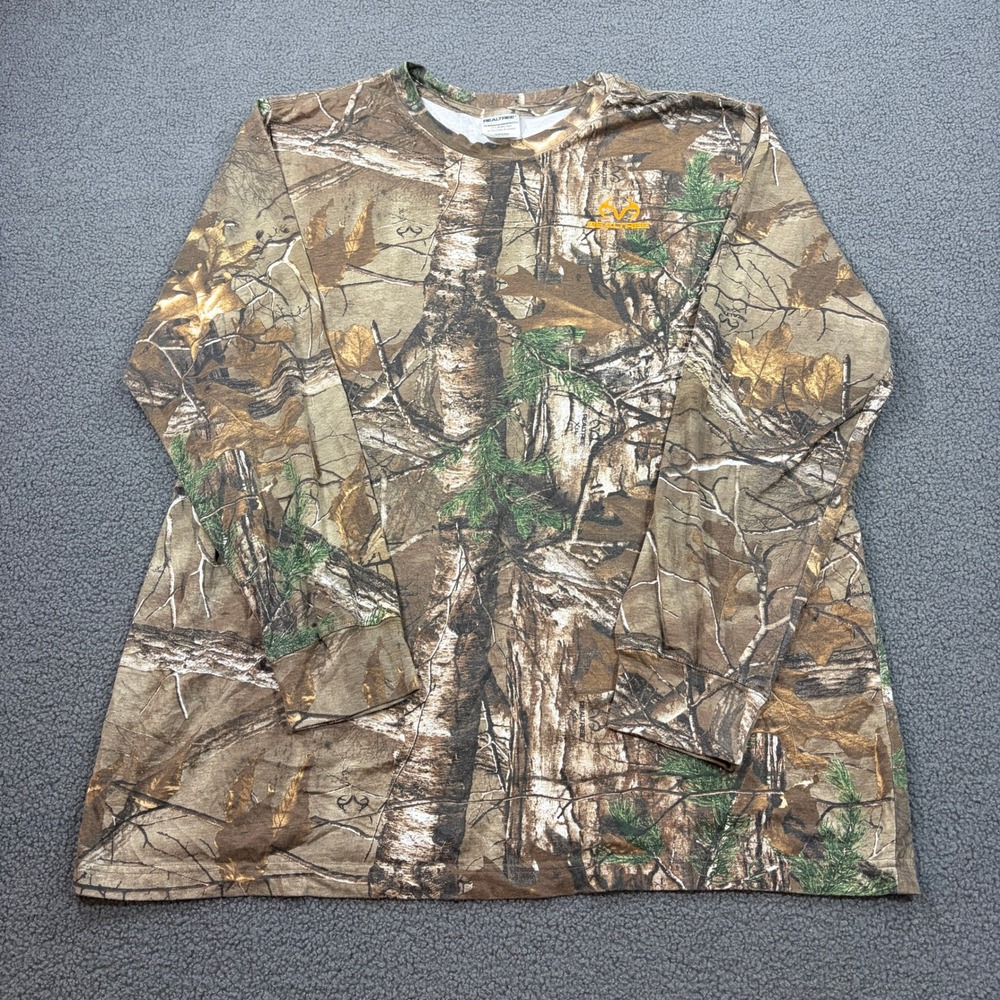 Realtree T-Shirt Mens 2XL Brown Realtree Xtra TS1140 Camo Long Sleeve Hunting